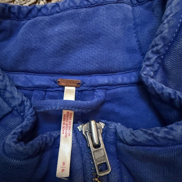 Free People Quilted Blue Zip Jacket with Pockets Relaxed Fit Long Sleeve S/P - Picture 9 of 14